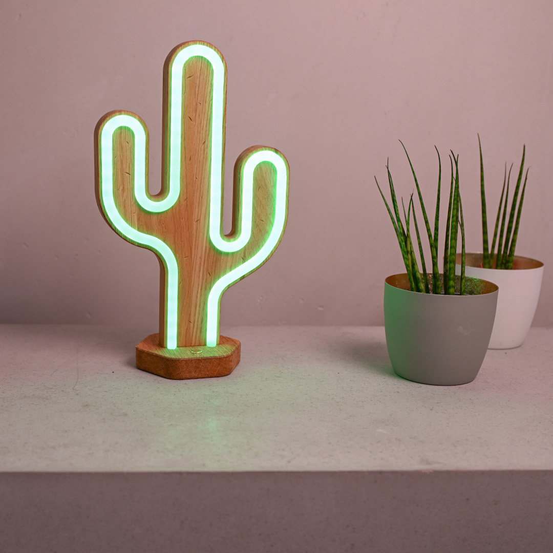 Lignulux DUAL-COLOR Kurt der Kaktus – LED Neonlampe von der Factory