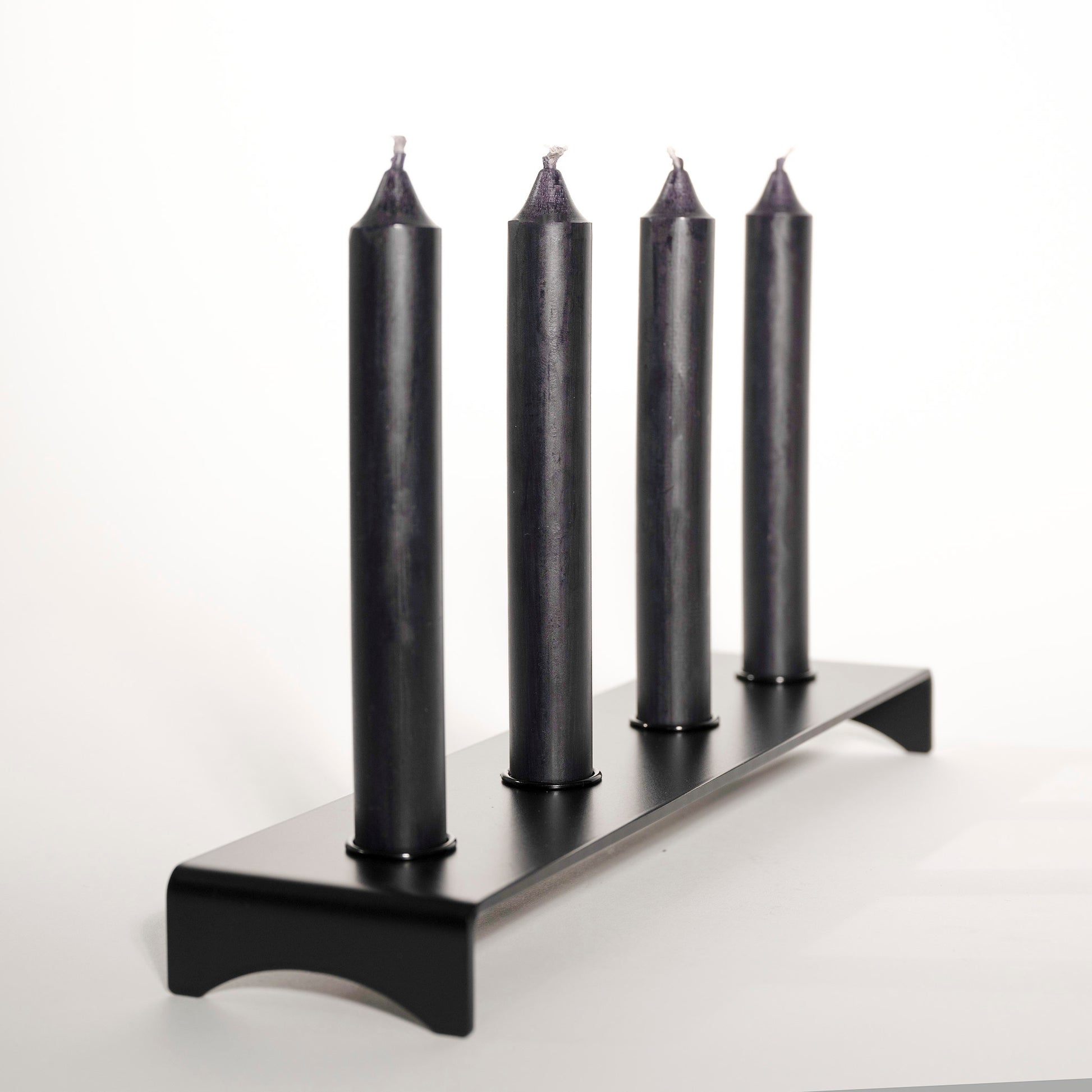Stahl Kerzenständer Schwarz pulverbeschichtet für vier Kerzen - modernen Adventskranz