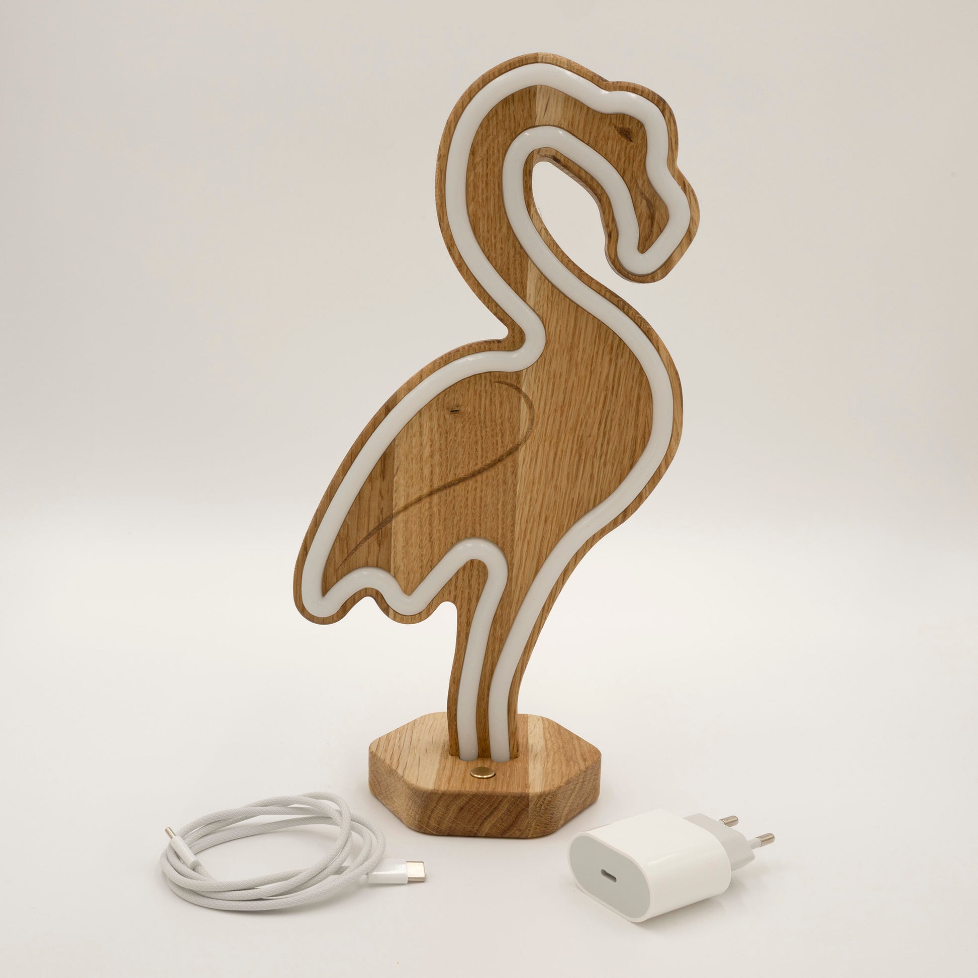 Lignulux Dual-Color LED Lampe - Frank der Flamingo - Lieferumfang