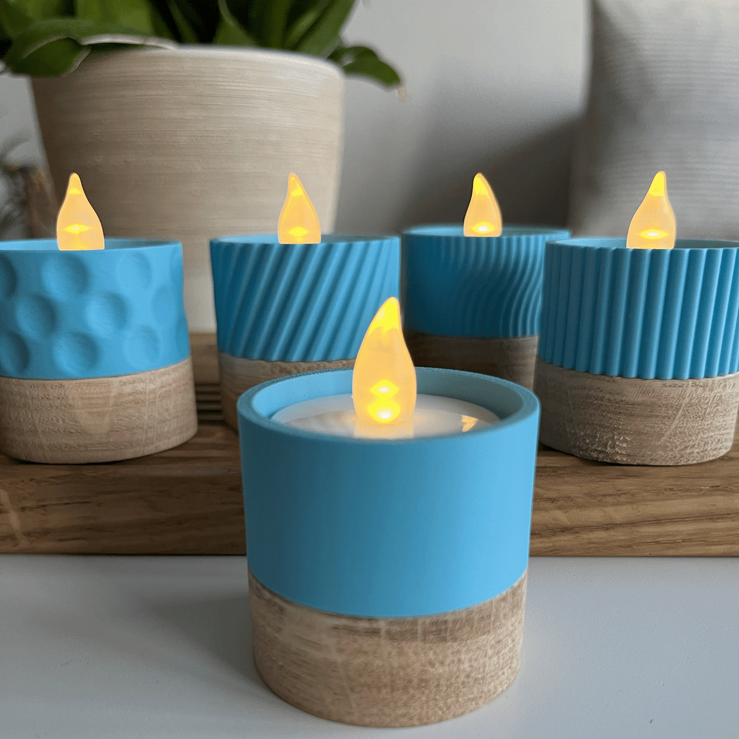 Columina "Pure" – Design LED-Teelichthalter aus Holz und 3D-Druck