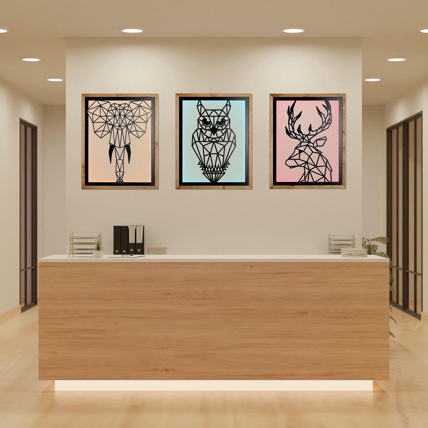 Hirsch, LED polygonale Metall-Wanddekoration