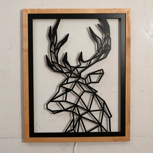 Prismis Wandbild Hirsch aus Stahl mit LED-Beleuchtung - ausgeschaltet