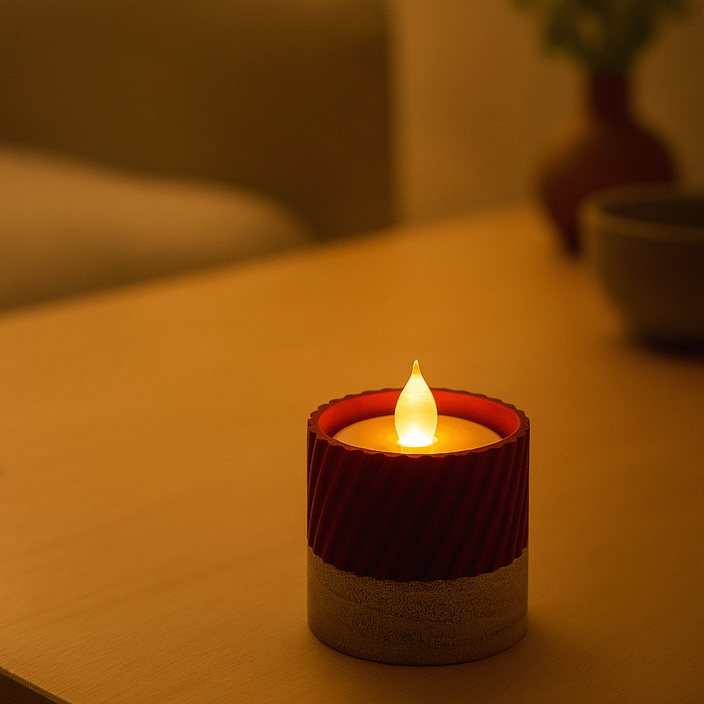Columina "Curvy" – Design LED-Teelichthalter aus Holz und 3D-Druck