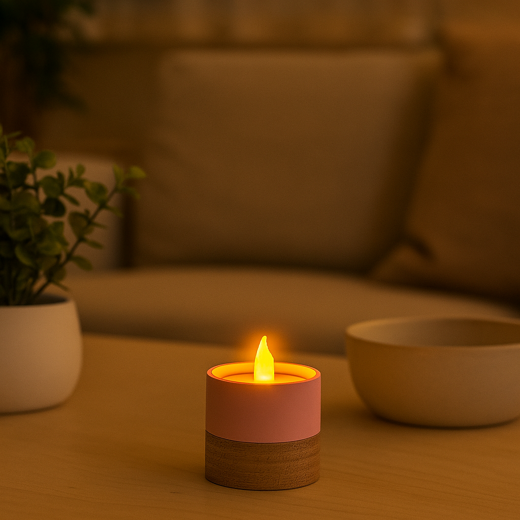 Columina "Pure" – Design LED-Teelichthalter aus Holz und 3D-Druck