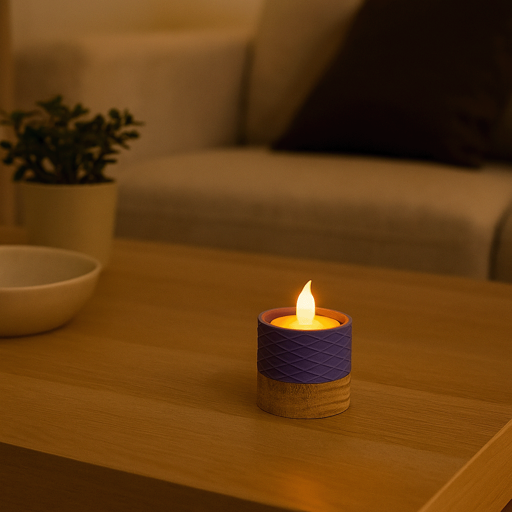 Columina "Waffles" – Design LED-Teelichthalter aus Holz und 3D-Druck