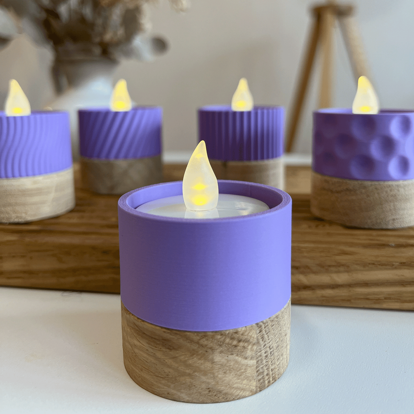Columina "Pure" – Design LED-Teelichthalter aus Holz und 3D-Druck