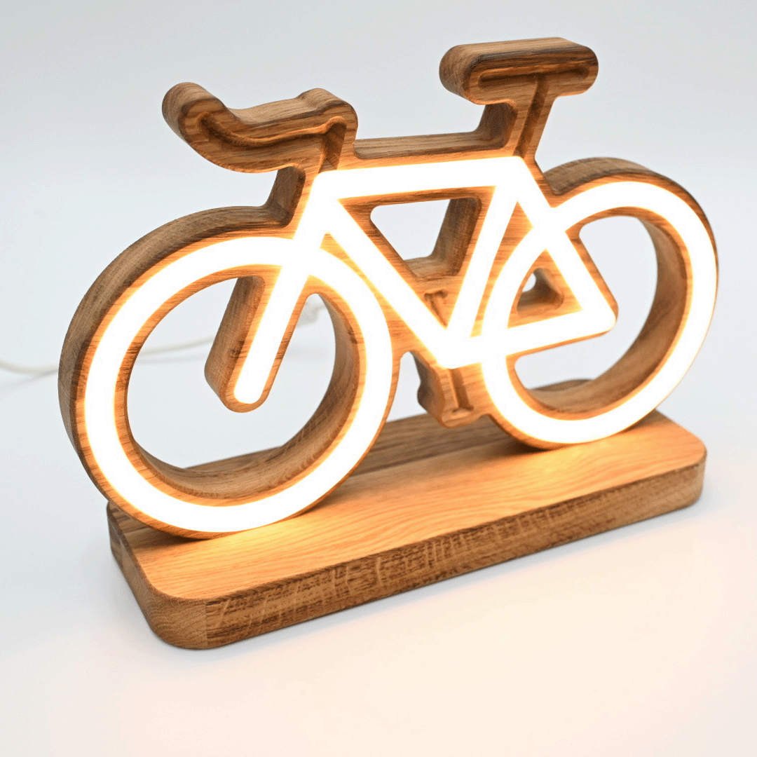 led rennrad Lena die Leeze Fahrrad LED Lampe – Rennrad Lampe aus Holz Eiche – von der Factory