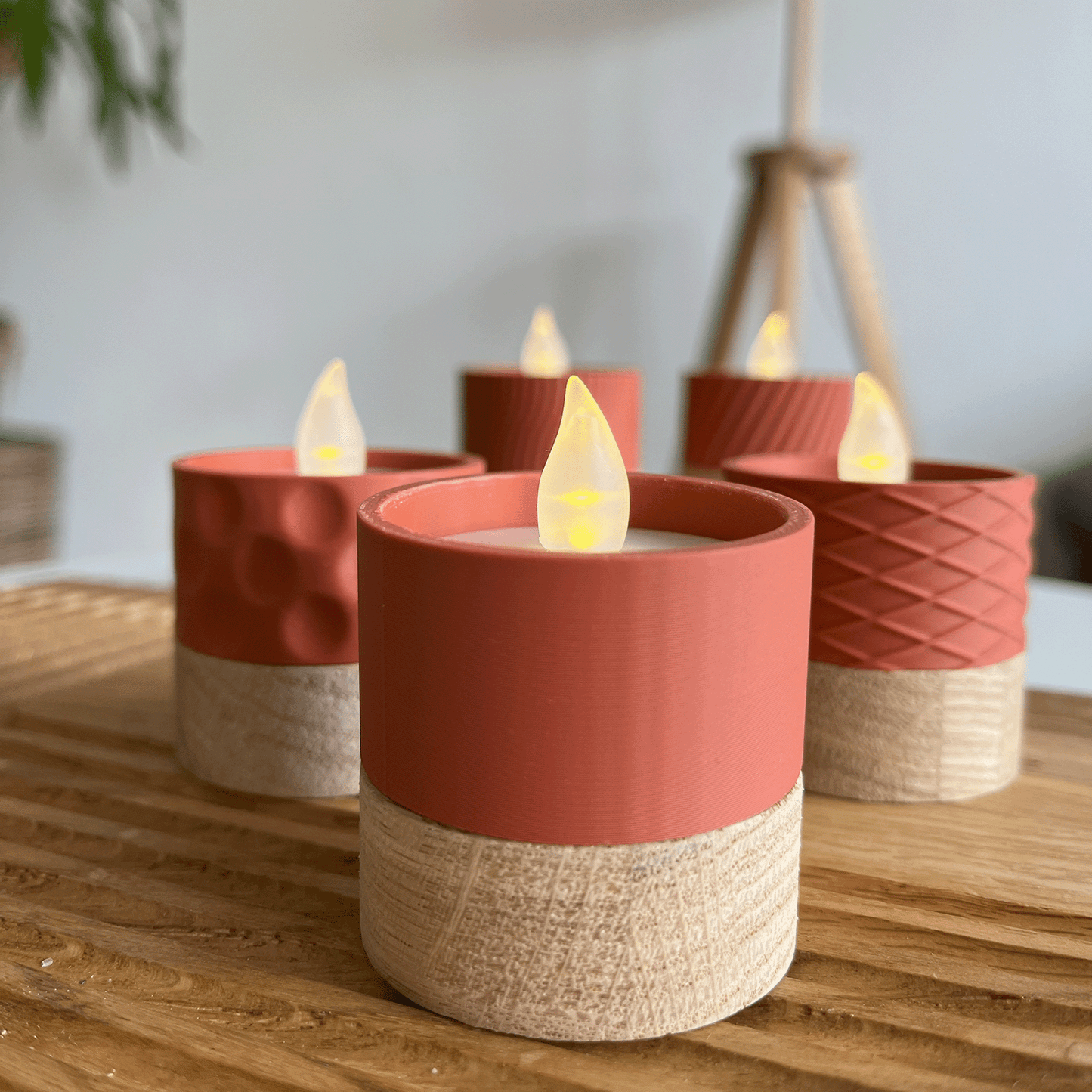 Columina "Pure" – Design LED-Teelichthalter aus Holz und 3D-Druck