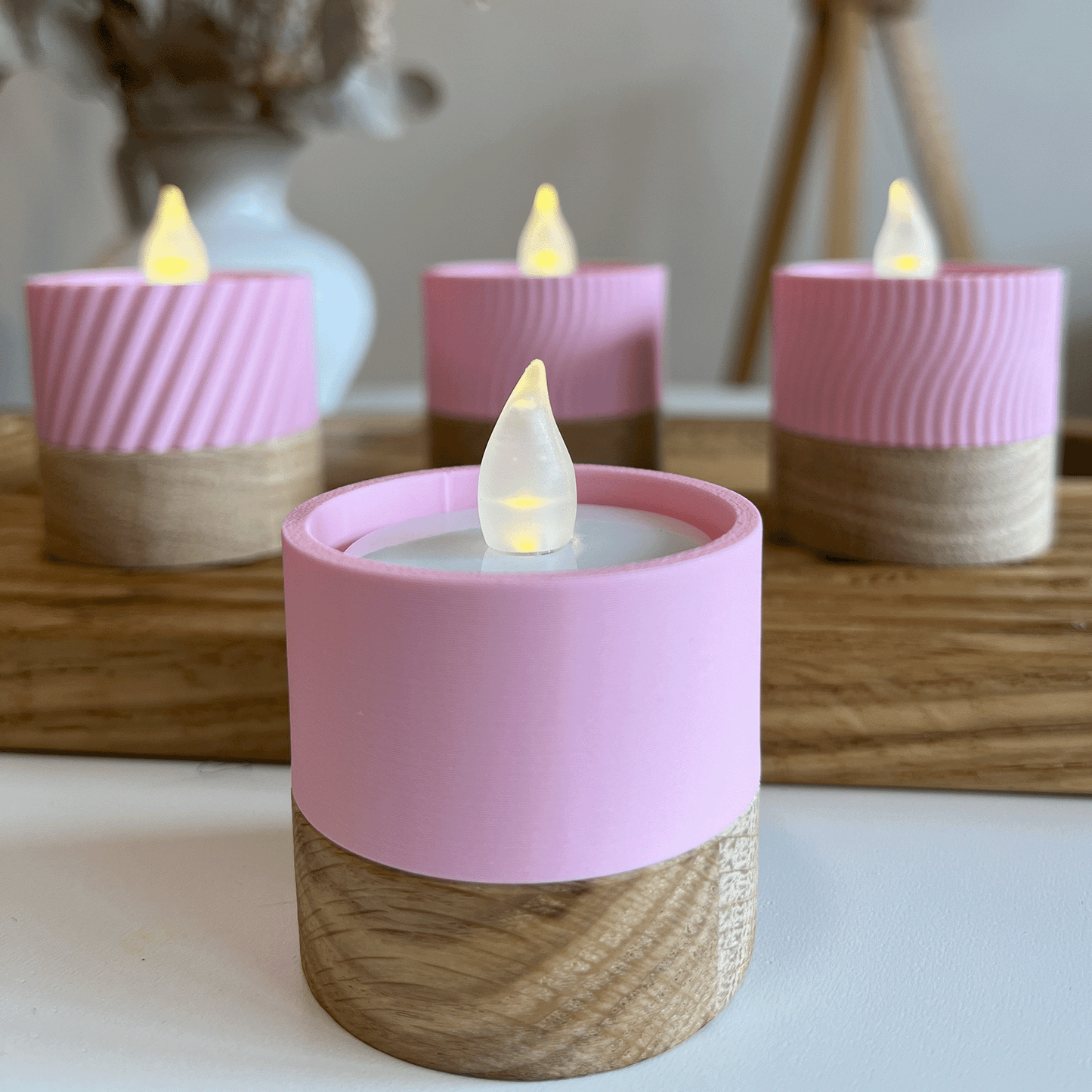 Columina "Pure" – Design LED-Teelichthalter aus Holz und 3D-Druck
