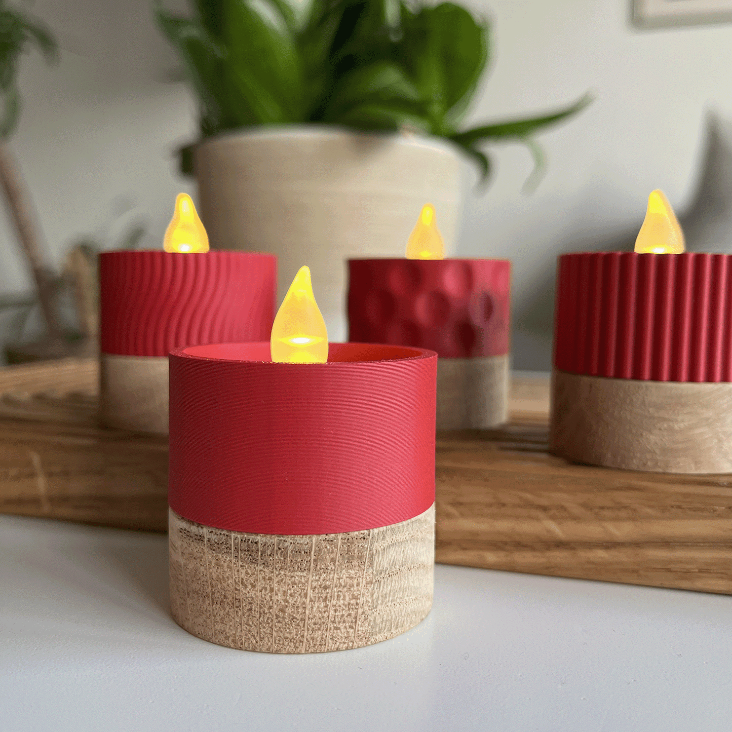 Columina "Pure" – Design LED-Teelichthalter aus Holz und 3D-Druck