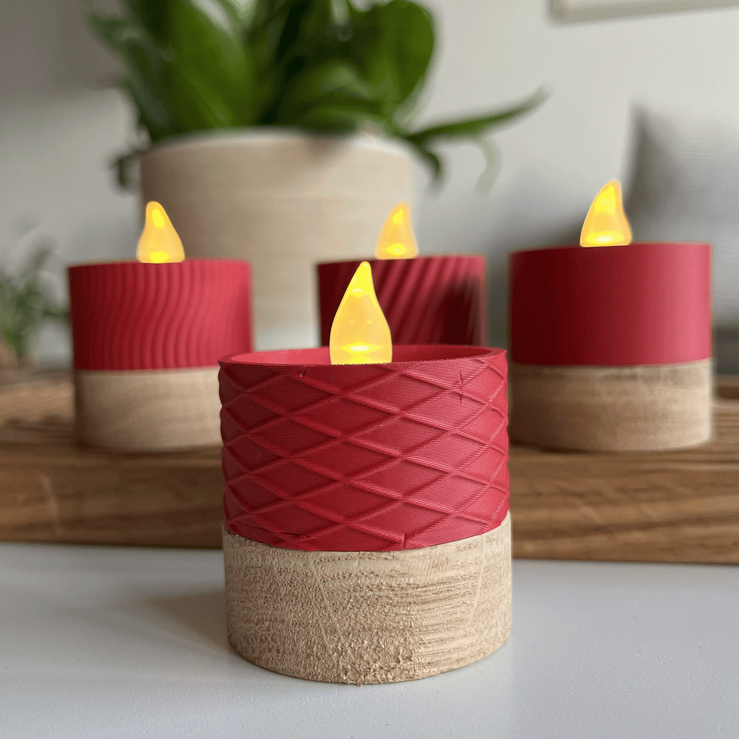 Columina "Waffles" – Design LED-Teelichthalter aus Holz und 3D-Druck