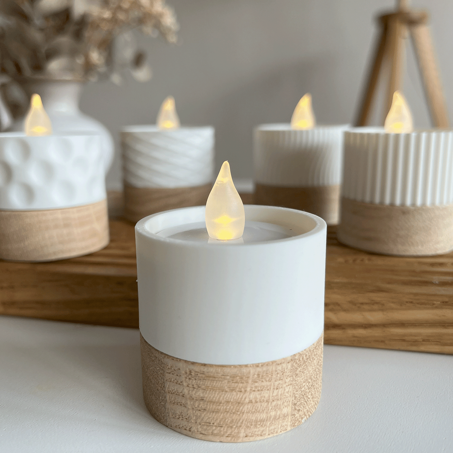 Columina "Pure" – Design LED-Teelichthalter aus Holz und 3D-Druck