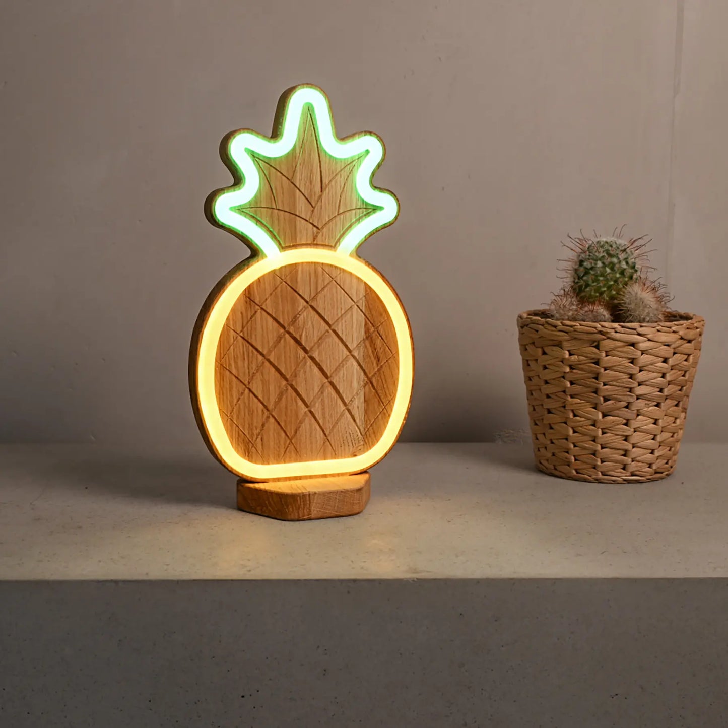 Lignulux DUAL-COLOR Anna die Ananas – LED Lampe Eichenholz