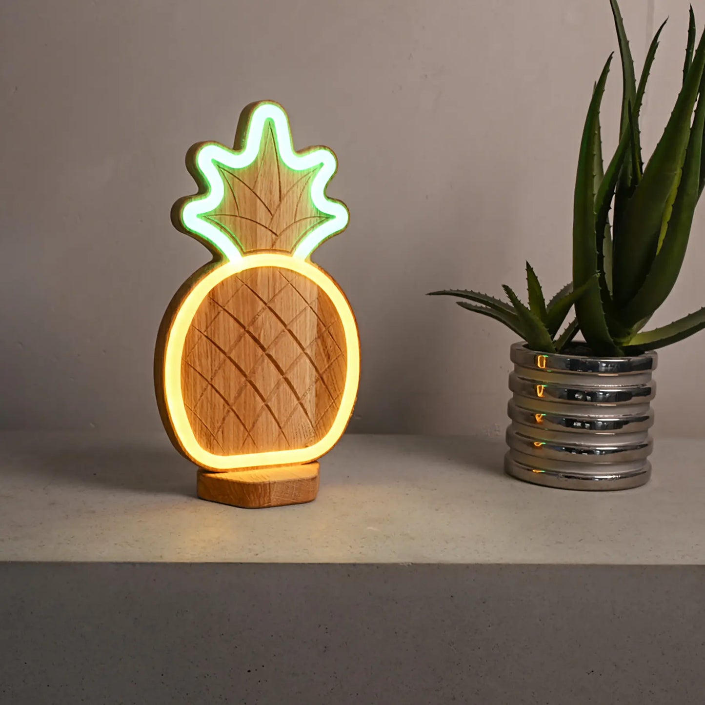 Lignulux DUAL-COLOR Anna die Ananas – LED Lampe Eichenholz