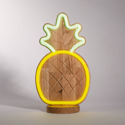 Anna the Pineapple - LED Neon Lamp in Oak Wood