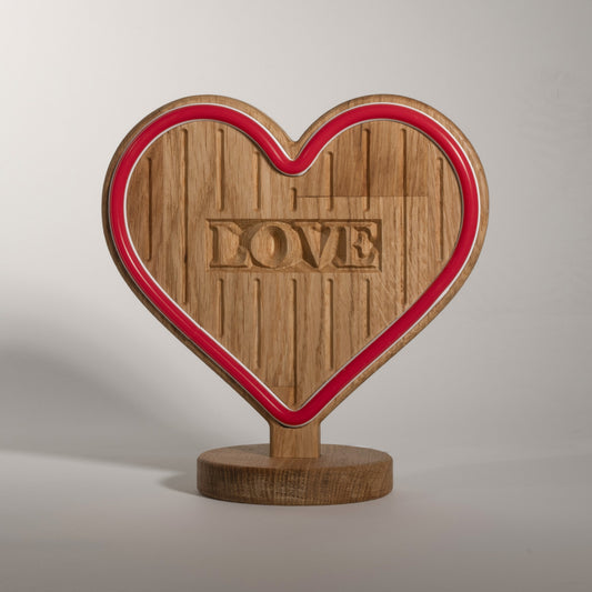 Harley the Heart - LED Neon Lamp in Solid Wood