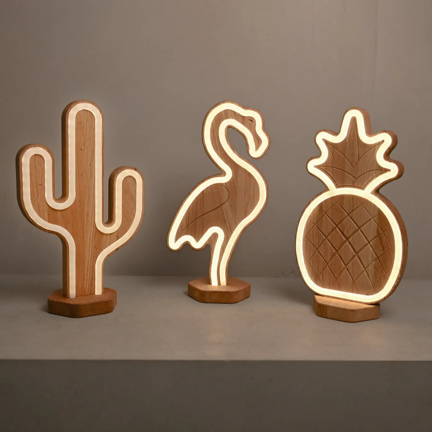 Lignulux DUAL-COLOR Tropisches Trio - LED Lampen-Set Eichenholz