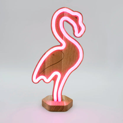 Lignulux DUAL-COLOR Frank der Flamingo - LED Lampe Eichenholz