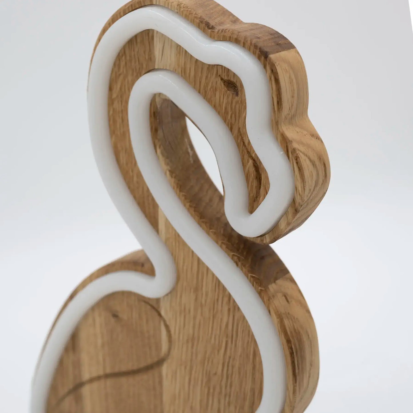 Lignulux DUAL-COLOR Frank der Flamingo - LED Lampe Eichenholz