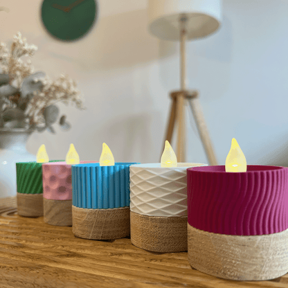 Columina "Bubbles"  – Design LED-Teelichthalter aus Holz und 3D-Druck