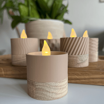 Columina "Pure"  – Design LED-Teelichthalter aus Holz und 3D-Druck