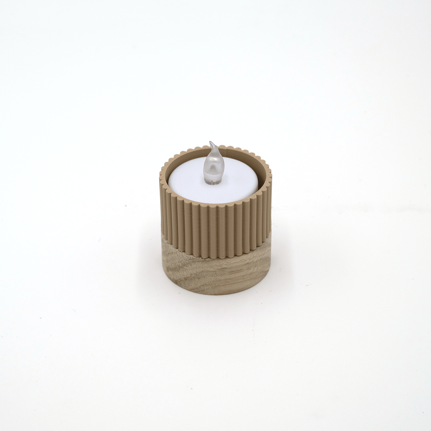 Columina "Riffled"  – Design LED-Teelichthalter aus Holz und 3D-Druck