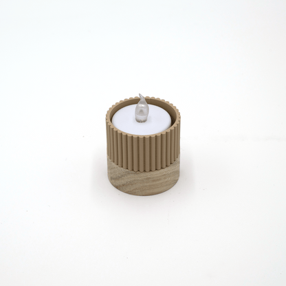 Columina "Riffled"  – Design LED-Teelichthalter aus Holz und 3D-Druck
