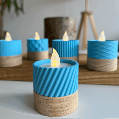Columina "Curvy"  – Design LED-Teelichthalter aus Holz und 3D-Druck