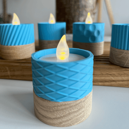 Columina "Waffles"  – Design LED-Teelichthalter aus Holz und 3D-Druck