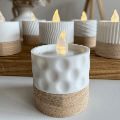 Columina "Bubbles"  – Design LED-Teelichthalter aus Holz und 3D-Druck