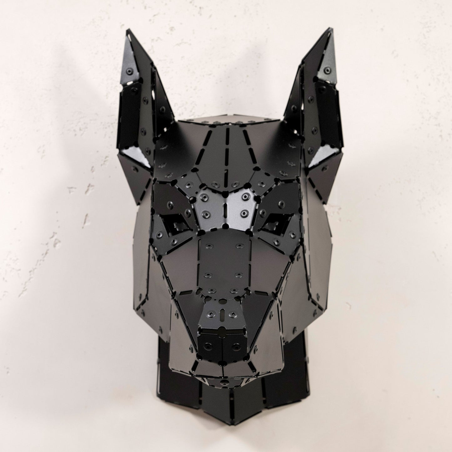 3D Low Poly Wandskulptur vernietet - Dobermannkopf XL