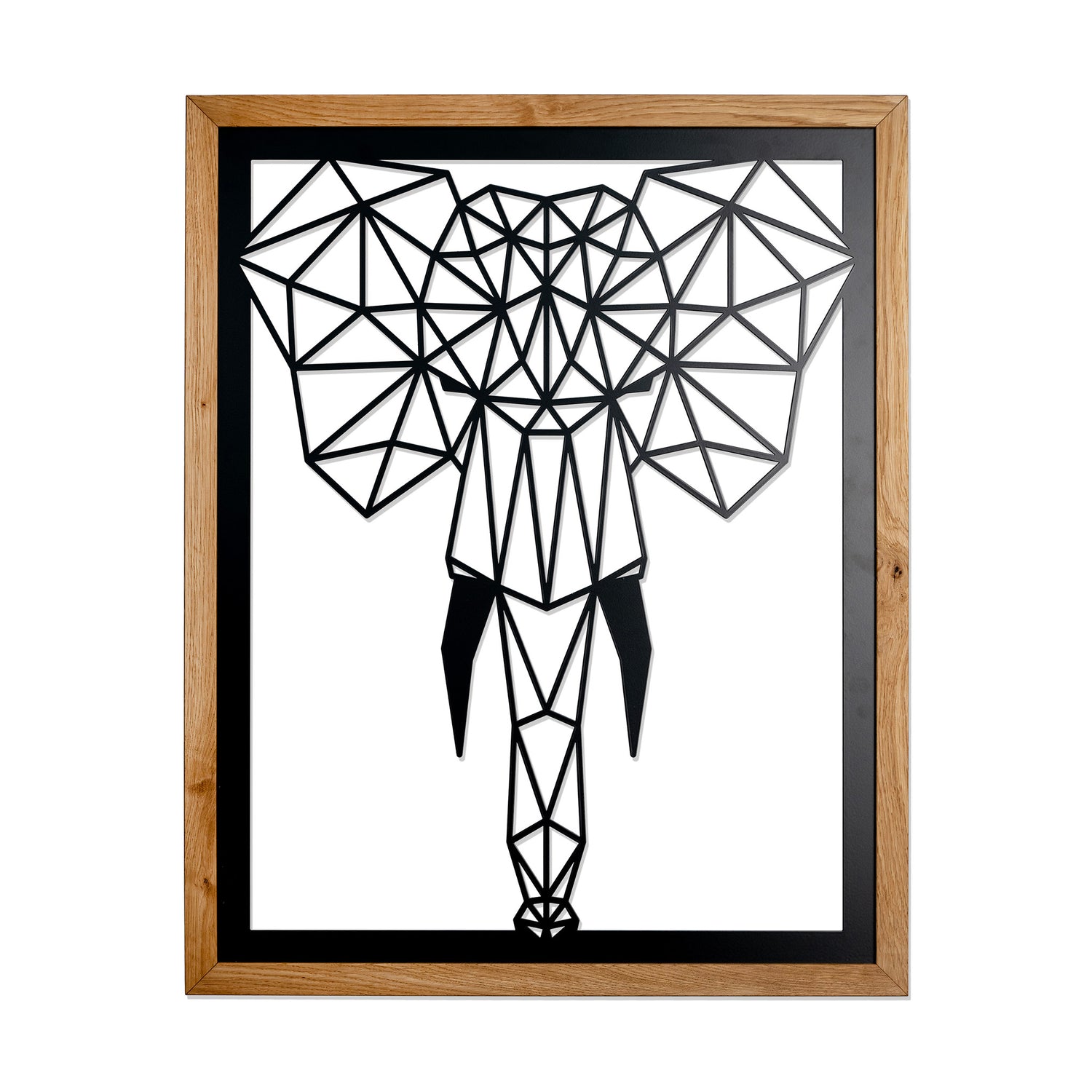 Prismis Wandbild Stahl Schwarz und Eichenholzrahmen - Elefant