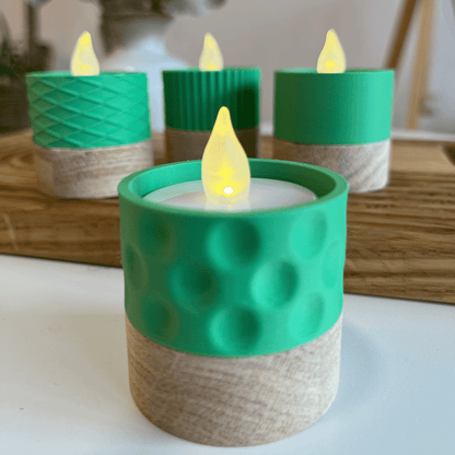 Columina "Bubbles"  – Design LED-Teelichthalter aus Holz und 3D-Druck