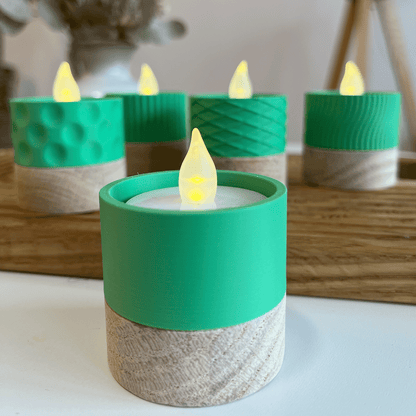 Columina "Pure"  – Design LED-Teelichthalter aus Holz und 3D-Druck
