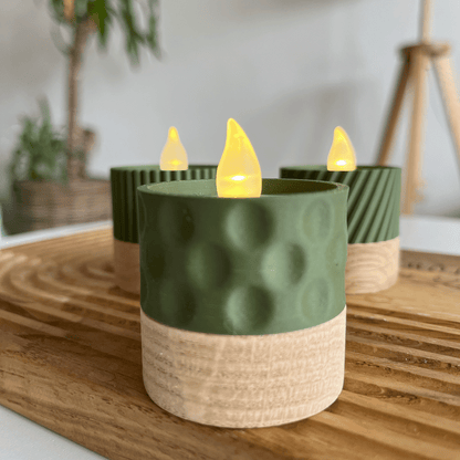 Columina "Bubbles"  – Design LED-Teelichthalter aus Holz und 3D-Druck
