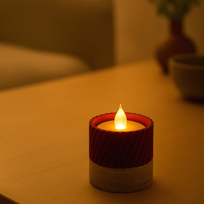 Columina "Curvy"  – Design LED-Teelichthalter aus Holz und 3D-Druck