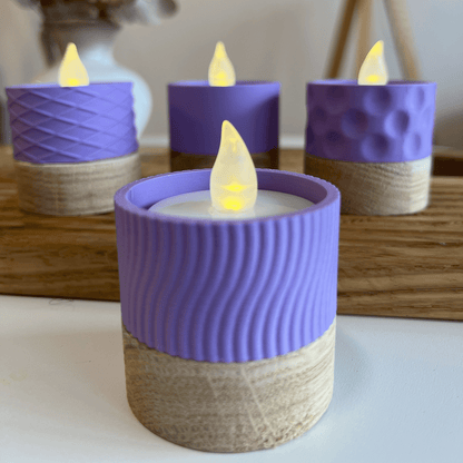 Columina "Wavy"  – Design LED-Teelichthalter aus Holz und 3D-Druck