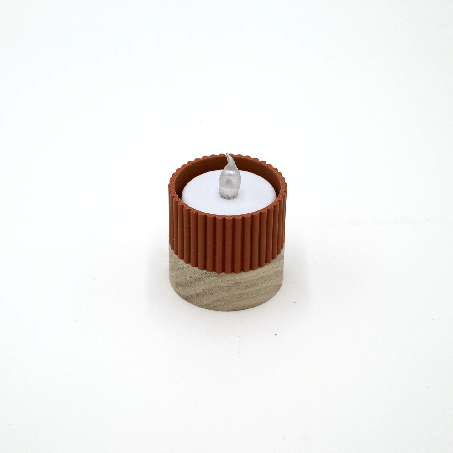 Columina "Riffled"  – Design LED-Teelichthalter aus Holz und 3D-Druck