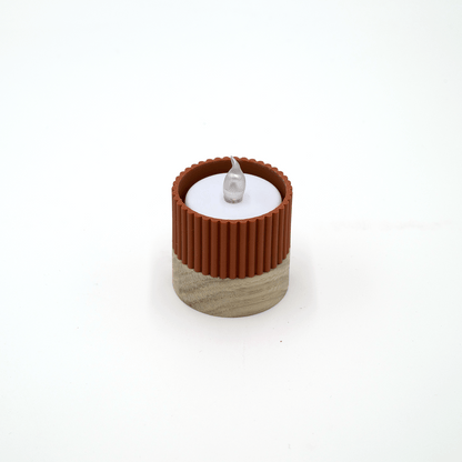Columina "Riffled"  – Design LED-Teelichthalter aus Holz und 3D-Druck