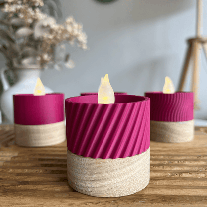 Columina "Curvy"  – Design LED-Teelichthalter aus Holz und 3D-Druck