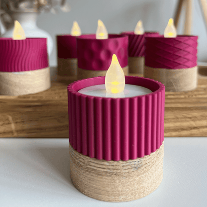 Columina "Riffled"  – Design LED-Teelichthalter aus Holz und 3D-Druck