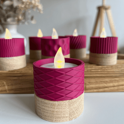 Columina "Waffles"  – Design LED-Teelichthalter aus Holz und 3D-Druck