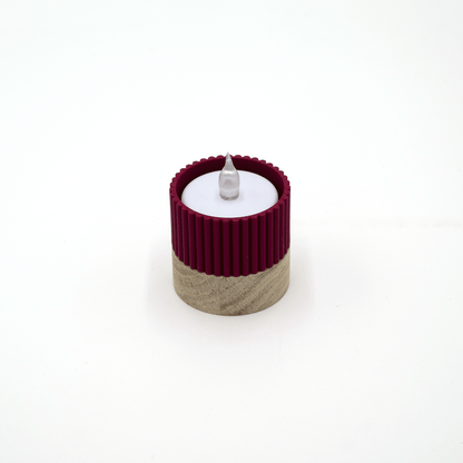 Columina "Riffled"  – Design LED-Teelichthalter aus Holz und 3D-Druck