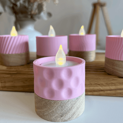 Columina "Bubbles"  – Design LED-Teelichthalter aus Holz und 3D-Druck