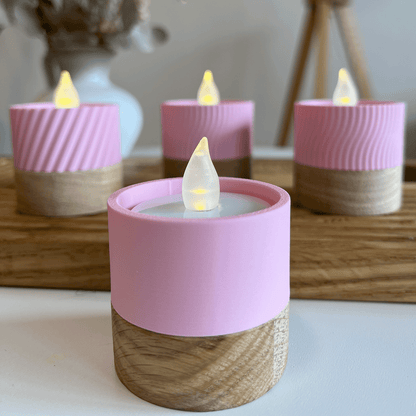 Columina "Pure"  – Design LED-Teelichthalter aus Holz und 3D-Druck