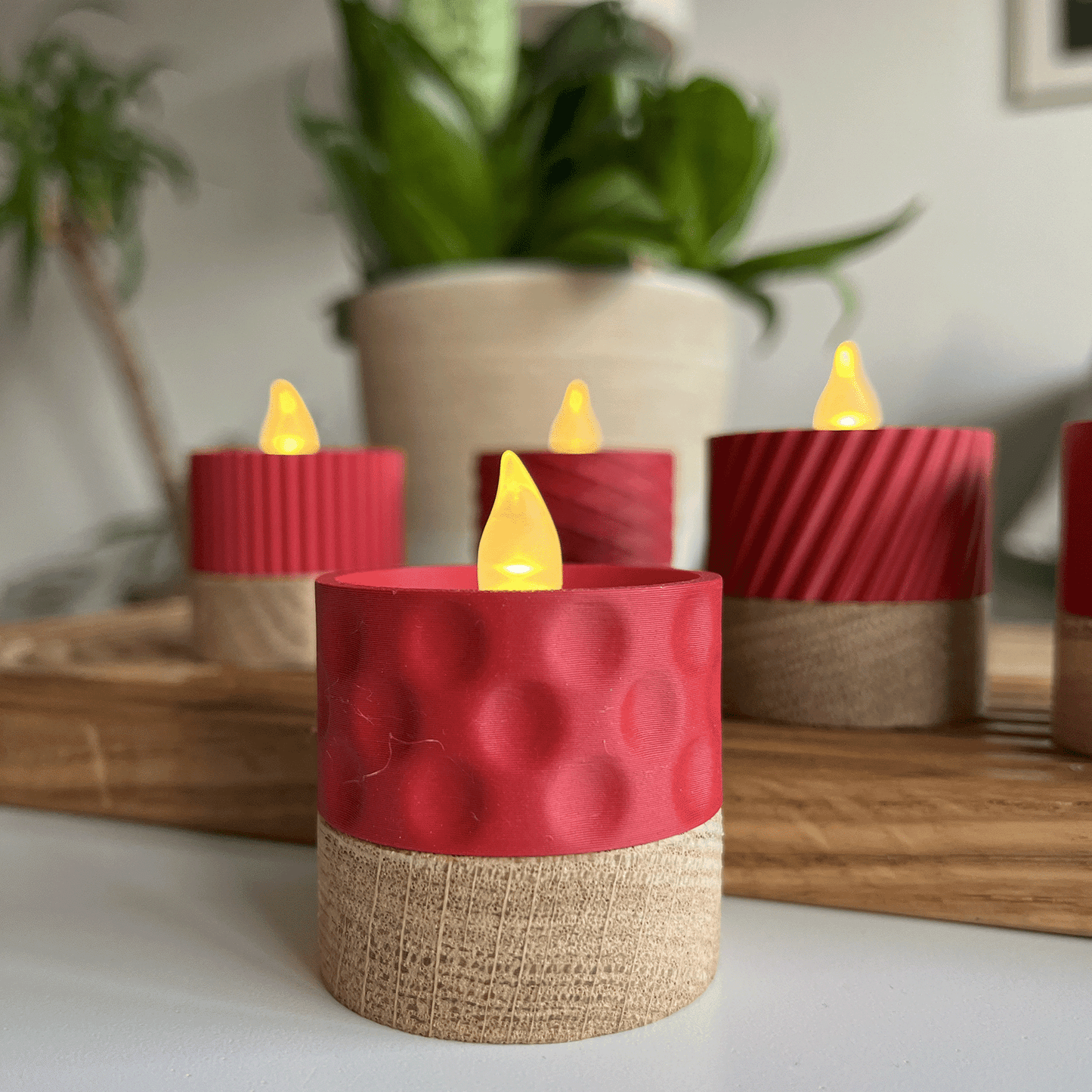 Columina "Bubbles"  – Design LED-Teelichthalter aus Holz und 3D-Druck