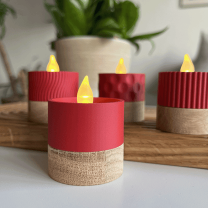 Columina "Pure"  – Design LED-Teelichthalter aus Holz und 3D-Druck