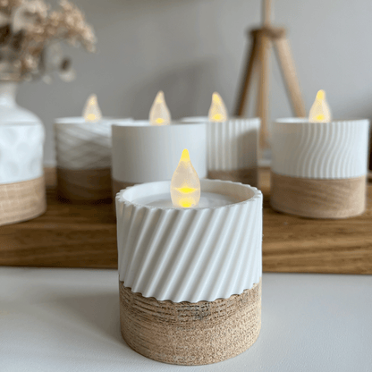 Columina "Curvy"  – Design LED-Teelichthalter aus Holz und 3D-Druck